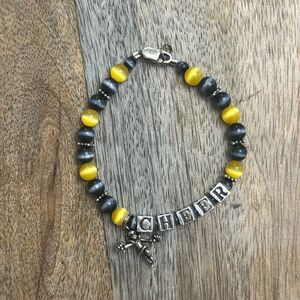 Cheer Themed Beaded Bracelet 7”